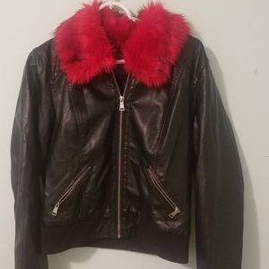 *MOVING*SALE*Vegan leather red fur jacket